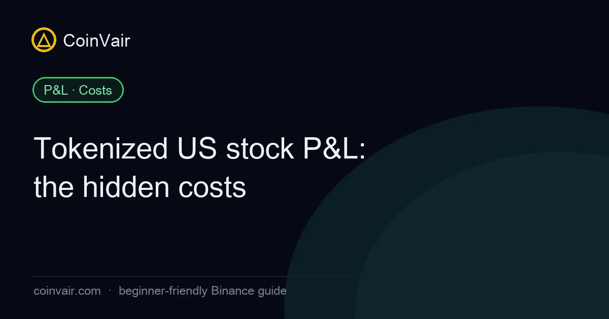 Tokenized US stock profit and loss: trading fees, spread and slippage, and dividend withholding stacked between gross and take-home